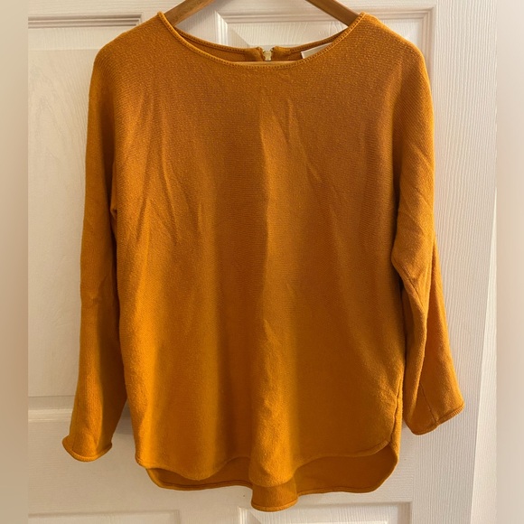 Michael Kors Burnt Orange Gold Zip Heavy Knit Tunic Sweater Top Size M - Picture 1 of 7